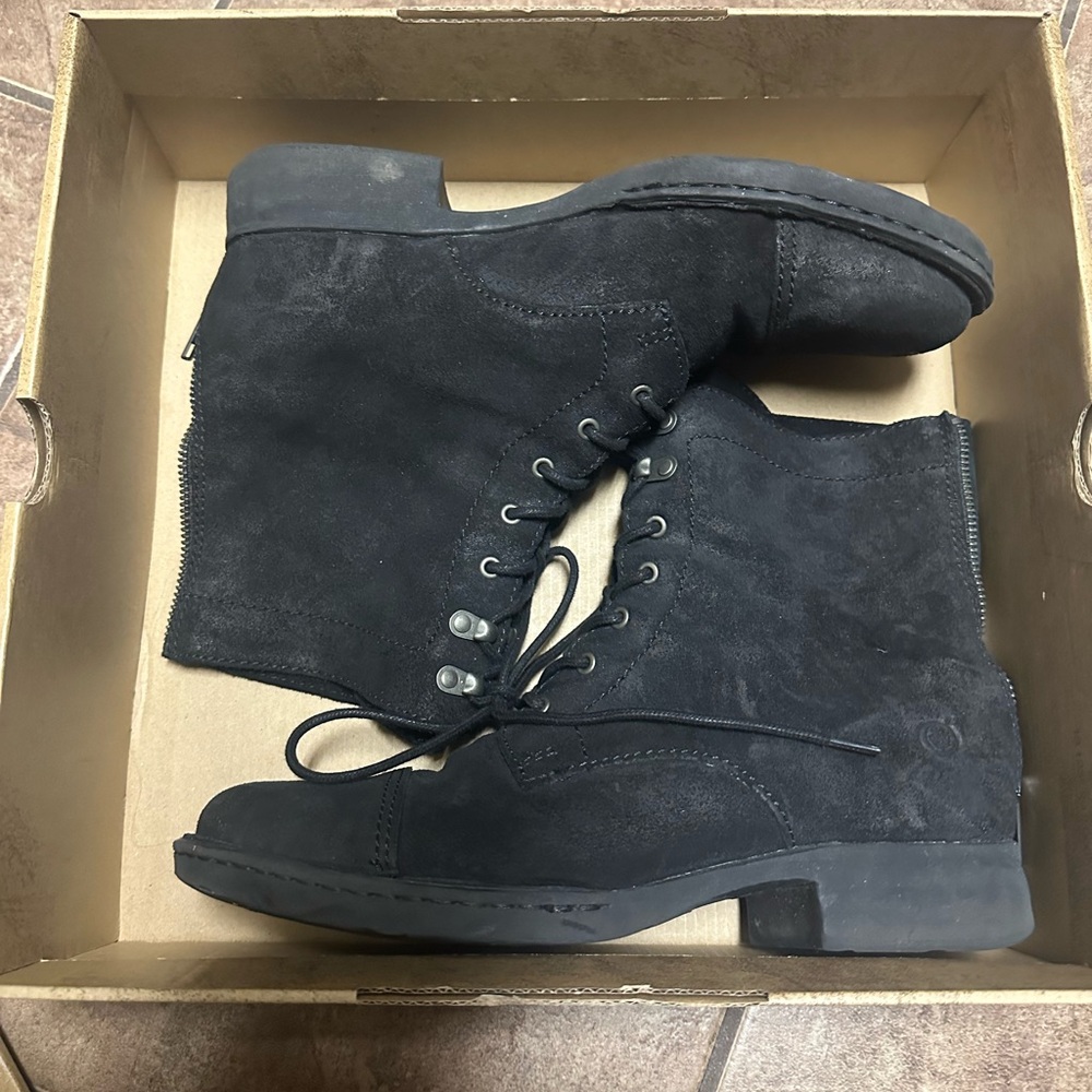 Born Black Lace Up Suede Boots